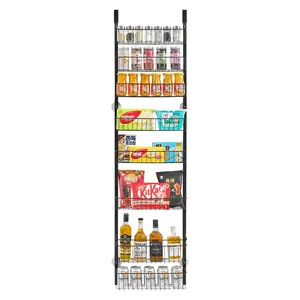 VEVOR Over the Door Pantry Organizer,  8-Tier Pantry Organization and Storage, Heavy-Duty Steel Hanging Spice Rack, Adjustable Wall Seasoning Shelves, for Home Kitchen Laundry Room Bathroom, Black