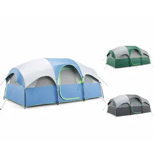 8 Person Family Camping Tent 169 Inch Extra Large Waterproof Windproof Outdoor Tent 14ft x 9ft x 78in Easy Setup with Power Cord Access for Hiking and Camping