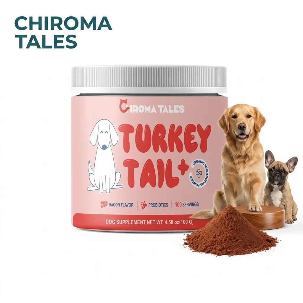 Turkey Tail Mushroom Dog Supplement Powder with Probiotics - Bacon Flavor Dog Immune System Booster & Gut Health Support - Organic Dog Digestive Health Supplement, 100 Servings