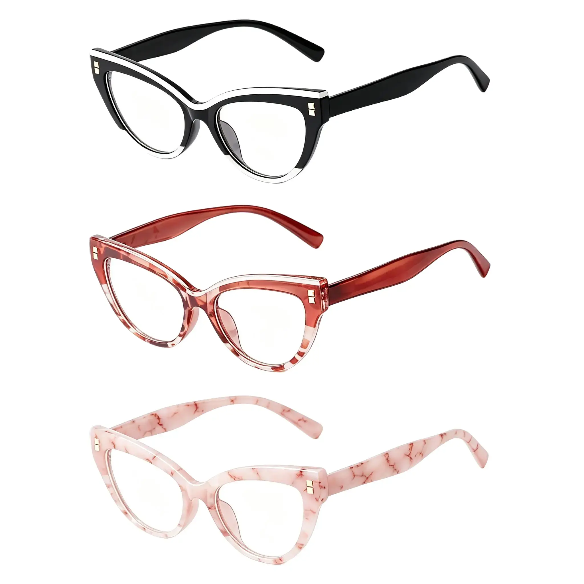 3 Pairs Reading Glasses for Women and Men - 2025 NEW Fashion Square Frame Reading Glasses ,Blue Light Blocking Magnifying Readers,Anti-Glare Computer Eyeglasses High Quality Eyewear Clear Lightweight