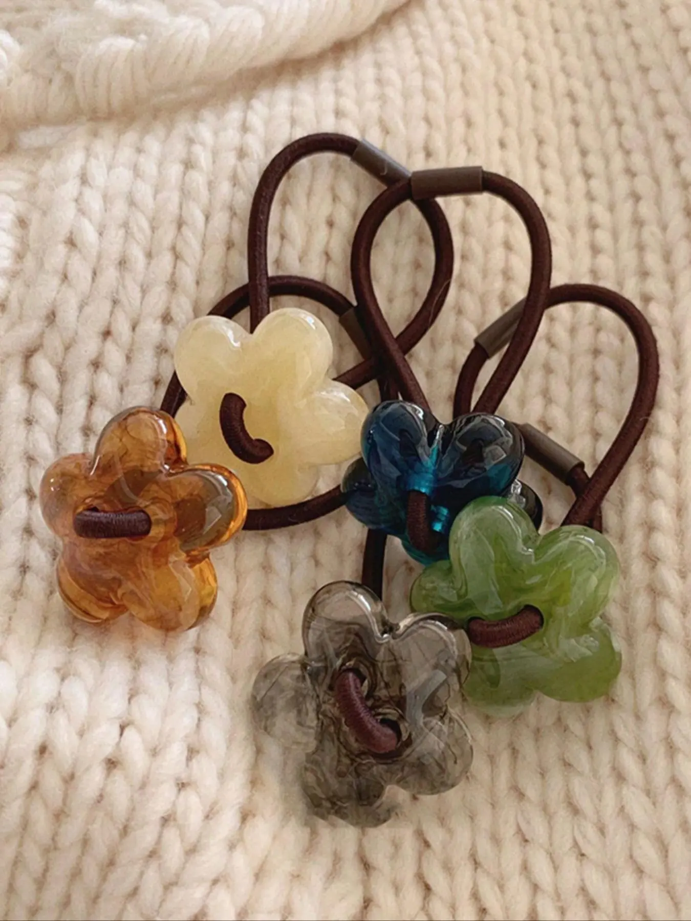 Cute Flower Decor Hair Ties Scrunchie Scrunchies, Colorful Fashionable Hair Accessories for Women & Girls, Minimalist Headwear Suitable for Thick Hair, Hair Style Accessory, Hair Accessories Set