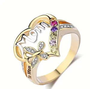 Fashion Mama Ring Colorful with Heart Design, Featuring Colorful Stones and Decorative Elements sarah kim