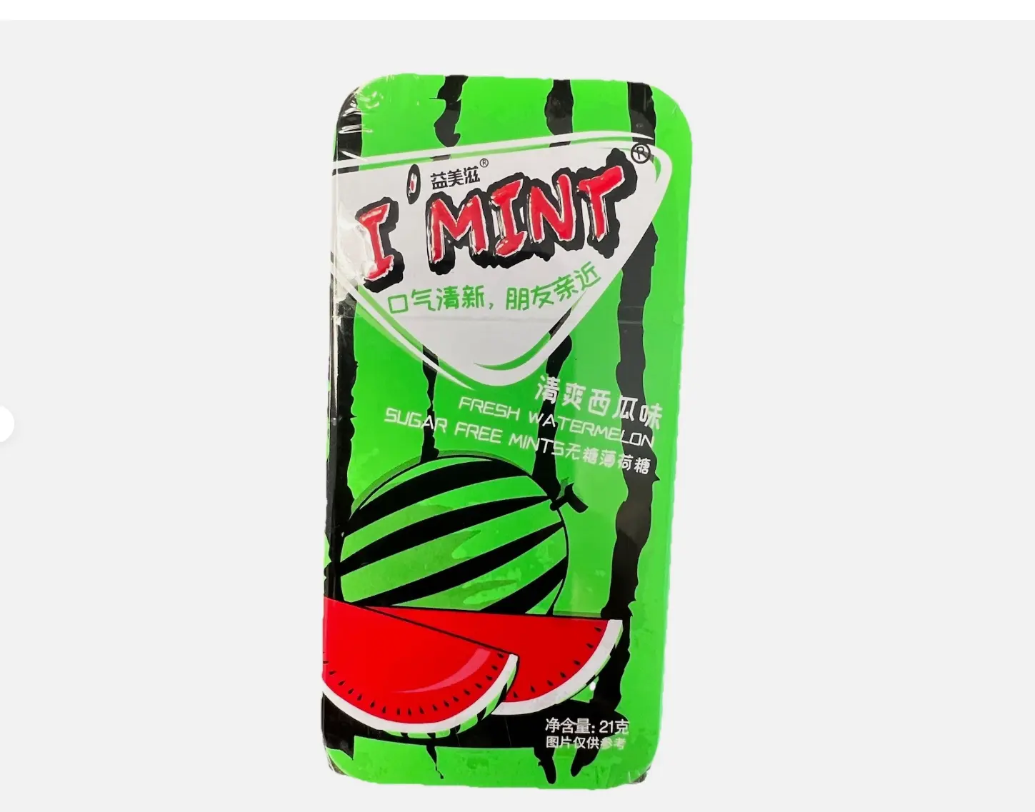 I'MINT Sugar-Free Watermelon Ambient Mints Snack, 12-Pack (21g Each) Box, Ideal for Trips
