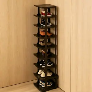 Stackable Vertical Shoe Storage Shelf, 9 Tier Slim Shoe Rack, Durable Plastic Shoe Cubby for Doorway, Closet and Small Home Spaces