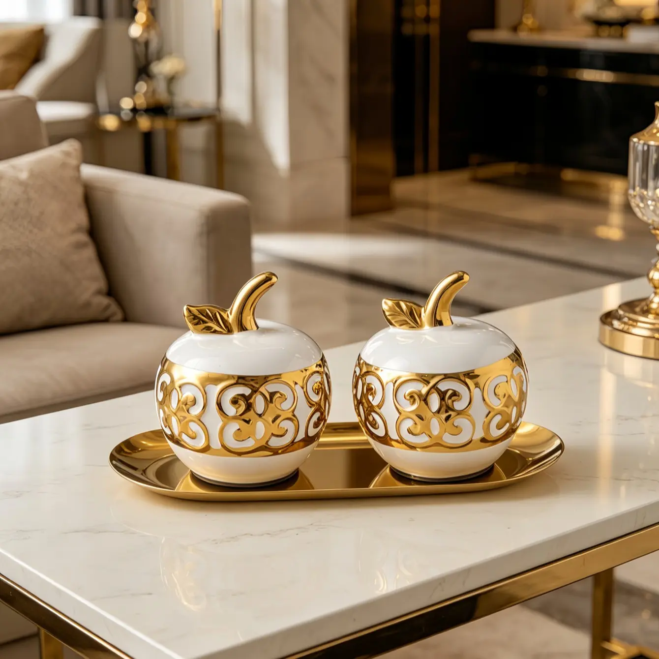 Elegant Ceramic Fruit Decorative Piece, Perfect for Restaurant Tabletop, Living Room, Office, Artistic Desktop Accent, Home Decor Accessory