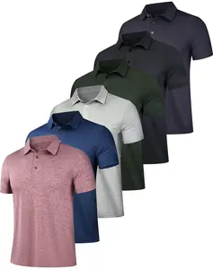 6 Pack  Mens Polo Shirts Performance Short Sleeve Golf Shirt Moisture Wicking Athletic Casual Collared T-Shirt