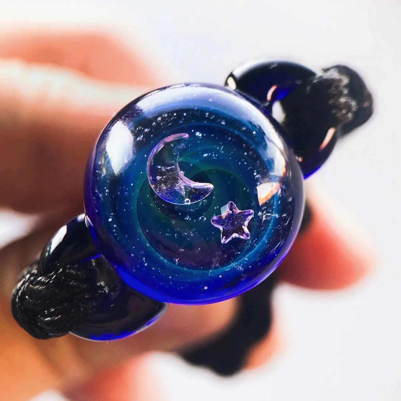 Mini Universe Glass 3D Galaxy bracelet, Moon&Star Handmade Glass. Soda Lime Silica Glass bracelet