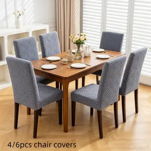 Polyester Jacquard Elastic Dining Chair Covers Set, 4 or 6 Pieces, Chain Design, Pet Friendly, Home Decor, Dining Chair Slipcover, Washable Chair Slipcover