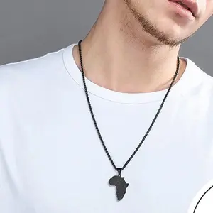 FaithHeart African Map Eye of Horus Eye of Ra Necklace Stainless Steel