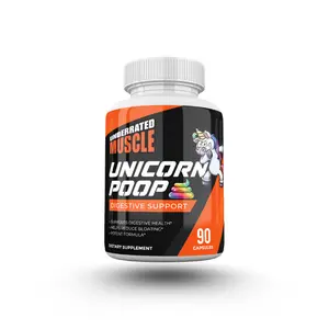 Underrated Muscle Unicorn Poop - Digestive Daily Support - 90 Capsules - Natural Detox Formula with Psyllium Husk & Lactobacillus Acidophilus - Healthcare Supplement for Gut Health - Fitness Dietary - Edible - Bathroom - Vitamin