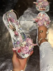 Women's Floral Sandals, Comfortable Indoor Outdoor Shoes, Fashion Flower Design, Perfect Gift for Her, Stylish and Comfy, Fashionable Sandals