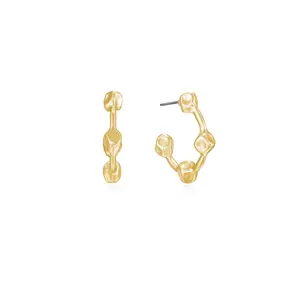 Ettika Free Form Ball Hoop Earrings - 18kt Gold Plated, Surgical Steel Posts, Elegant Design, Ideal for Everyday Wear