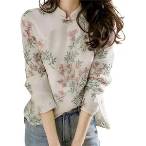 Blouse Soft Women Shirt Chinese Style Long Sleeve Cheongsam Shirt All Match Top Womenswear women's fall clothing airport outfit women plus Sleeved Can be used with a raincoat