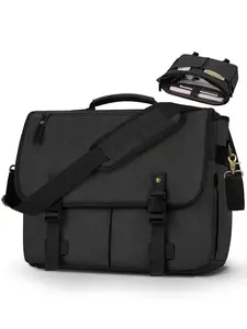 Men's Business Large Capacity Laptop Briefcase, Casual Solid Color Canvas Laptop Bag with Adjustable Shoulder Strap, Fashionable Laptop Bag for Work & Daily Used