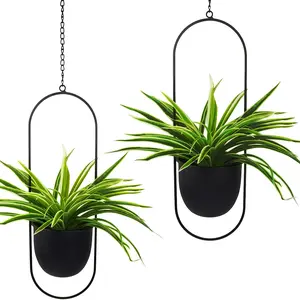 Indoor And Outdoor Plant Hanging Planters - Set of 2 Metal Wall Planters 14.48 cm with Hooks, Window And Patio Plant Hanger Decor - Suitable for Hanging Plant Decoration