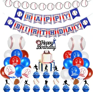53 PCS Baseball Party Decorations Baseball Party Supplies Including Happy Birthday Banner Balloons and Baseball cake toppers