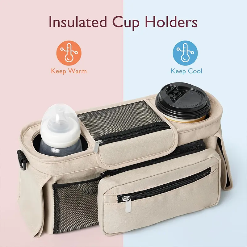 Multifunctional Baby Stroller Storage Bag, Detachable Phone Bag, Baby Stroller Organizer, Universal Stroller Storage Bag for Outdoor Travel, Newborn Essentials, Stroller Accessories