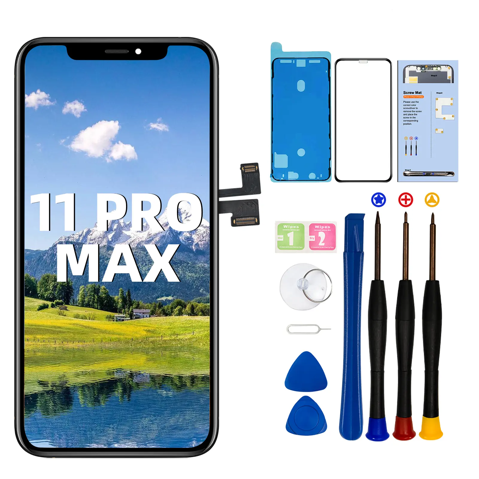 EFAITHFIX LCD Incell for iPhone 11 Pro Max Screen Replacement 6.5 inch LCD Display 3D Touch Digitizer Frame Assembly Full Repair Kit with Repair Tools, Screen Protector, Instructions