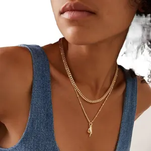 TikTokMadeMeBuyIt Unisex Hip Hop Middle Finger Necklace - Brass Base Gold Plated, Adjustable Length 19.68" Chain, Edgy Fancy High-Profile Metallic Details Statement Jewelry for Streetwear Punk Style, Adjustable Length Necklaces, Edgy Necklaces
