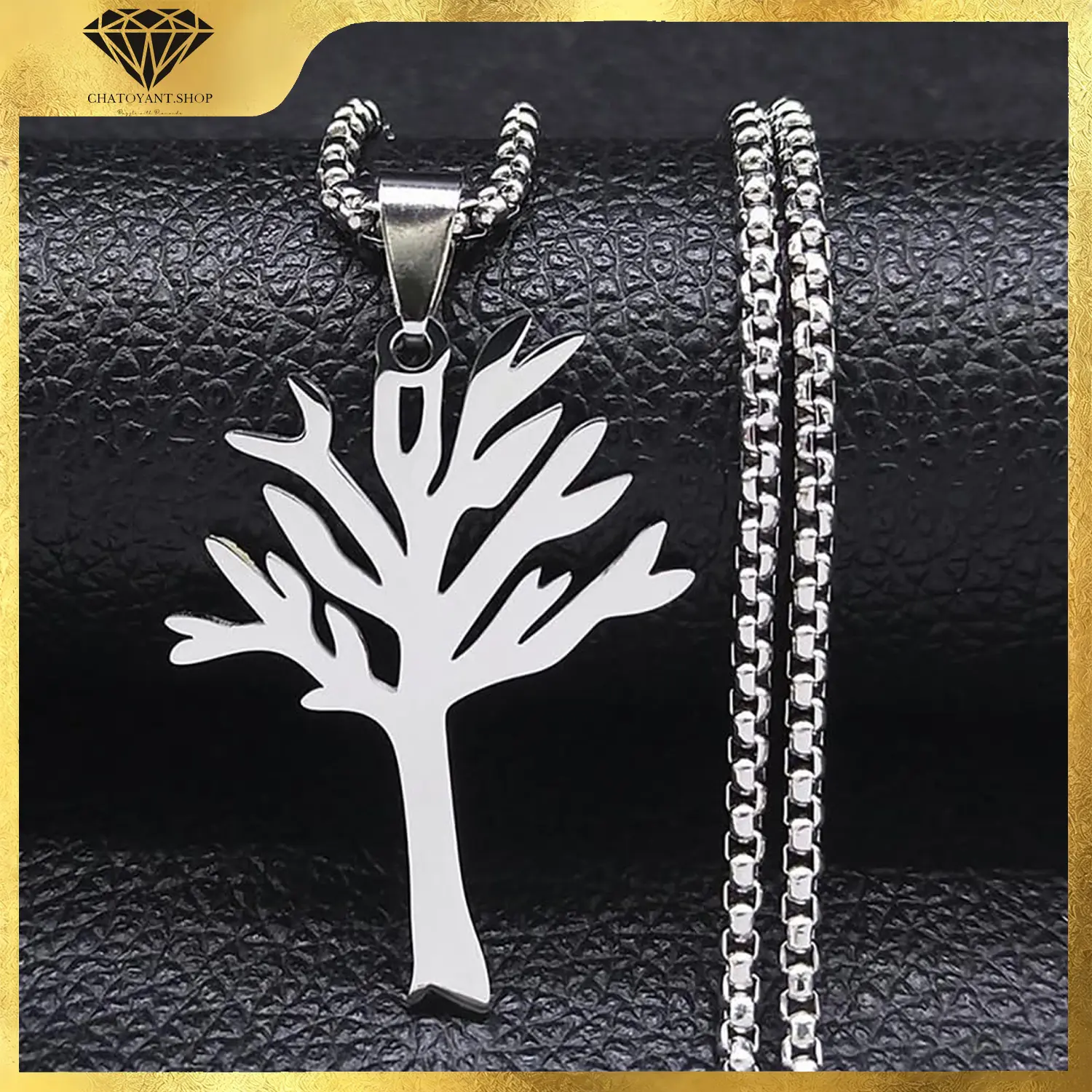 Tree Stainless Steel Necklace for Women Man,Tree of Life Leafless Tree Tattoo Hiphop Punk Rock Family Tree Pendant Necklace Jewellery Gifts Durable Starting Point