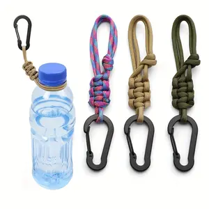 Adjustable Multifunctional Handwoven Sturdy Water Bottle Holder with Keychain, Outdoor Accessories for Hiking, Camping, Travel, Durable Structure