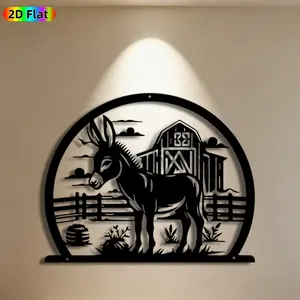 1pc Donkey Barn Metal Wall Art Donkey Statue Mural, Ideal Gift for New Year, Easter, Rust-Resistant Metal Wall Decor Wall Sculptures, Perfect for Farmhouse Wall & Garden Fence Donkey Enthusiasts