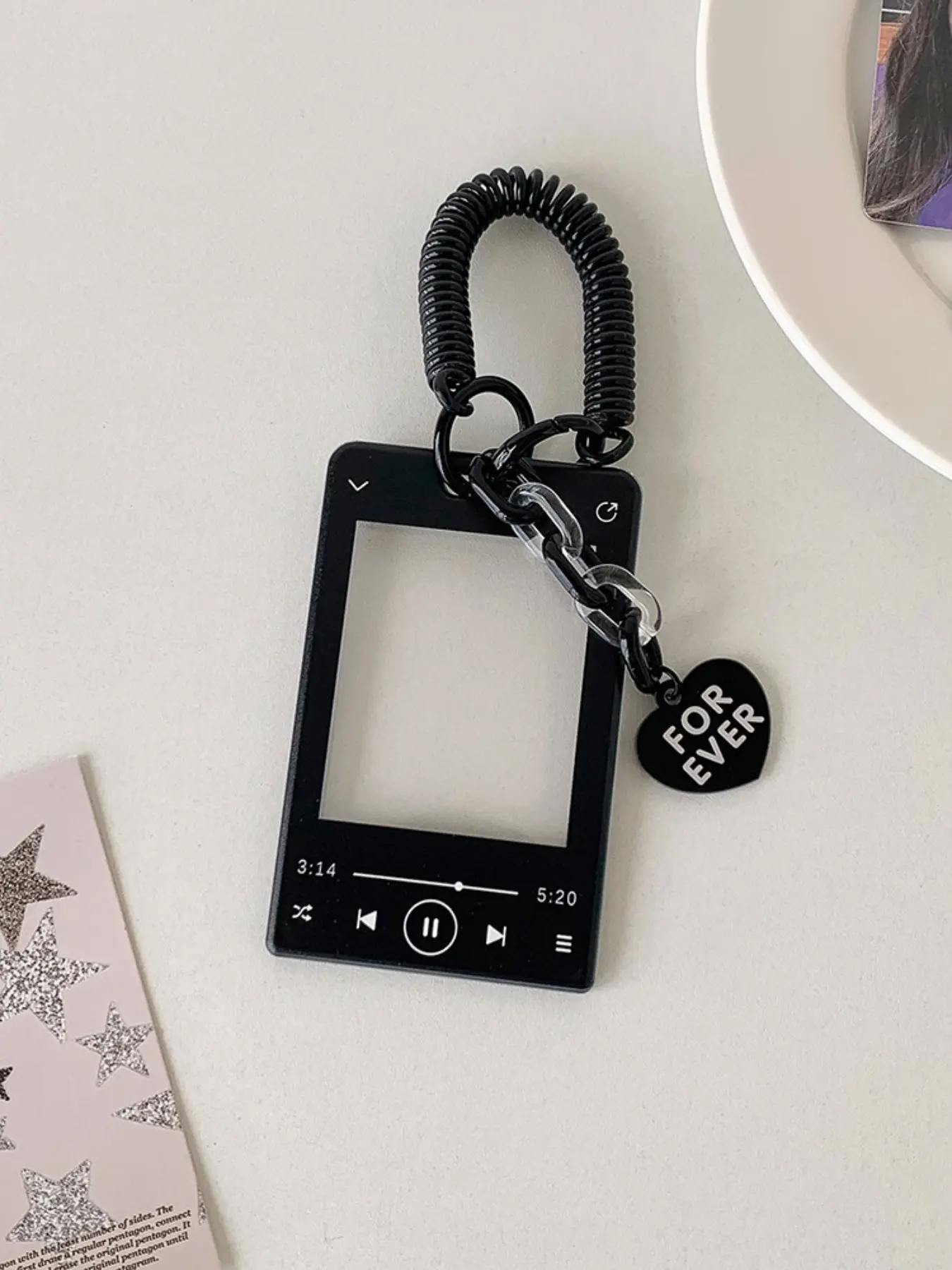 Minimalist 3 Inch Clear ID Badge Holder Keychain, Girls Kpop Photocard Sleeve, Student Bus Subway Card Wallet, Portable Accessory, Id Holders For Badges, Plastic ID Badge Holder