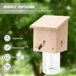 Carpenter Bee Trap for Outside - Style Nature Hanging Wood Carpenter Bee Traps Outdoor - Best Bee Trap - Insect Traps with Removable Vault (1 Pack
