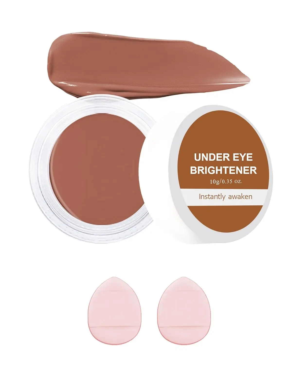Under Eye Brightener Concealer, Waterproof Full Coverage Color Corrector Concealer for Dark Circles, Hydrating Nourishing Long-Lasting Under Eye Brightening Cream Concealing with 2Pcs Puff, 04# Pink