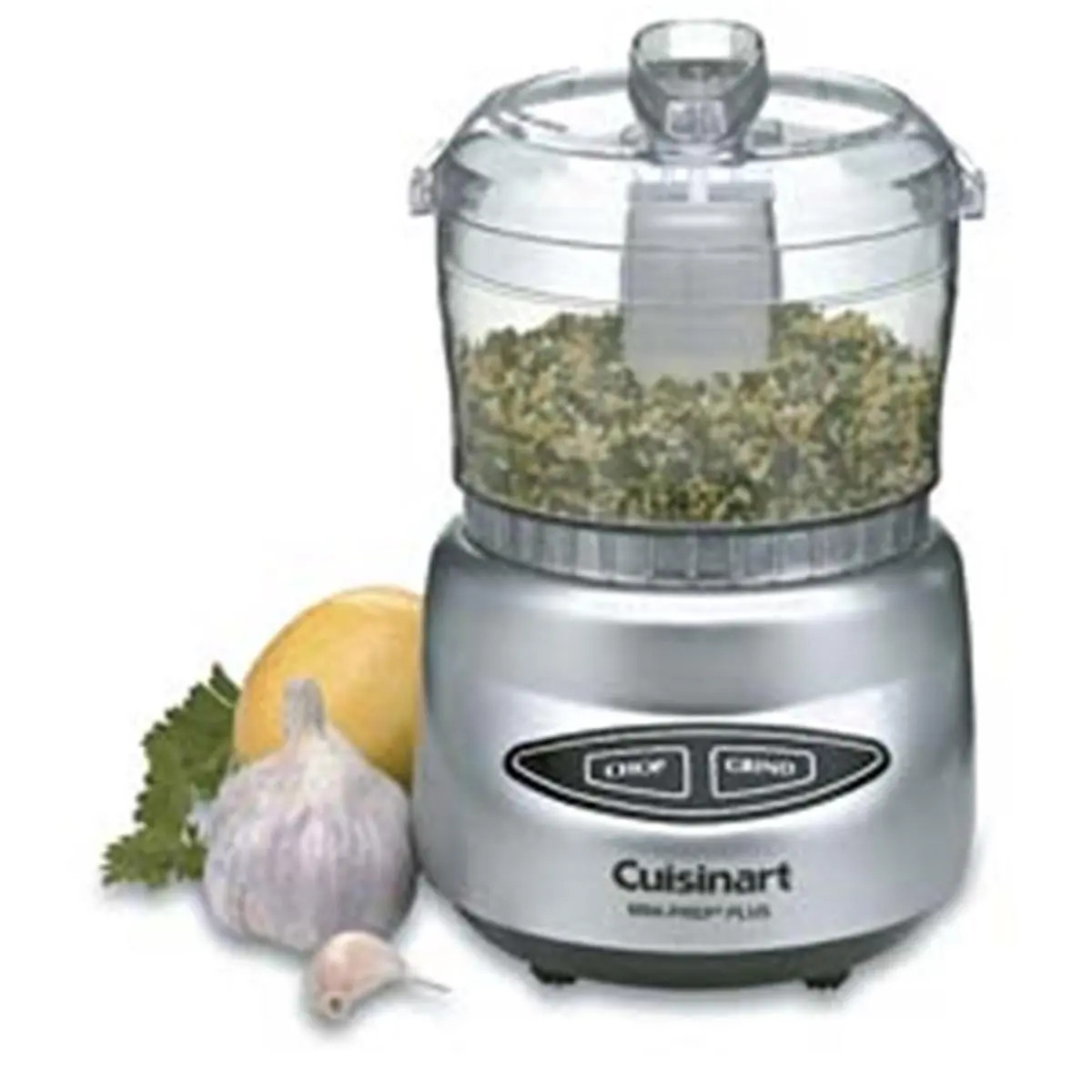 V00667 Mini Prep Plus Food Processor - Brushed Chrome, 250W Power, 3-Cup (24oz) Durable Plastic Work Bowl, Chop Function, Patented Reversible Blade, Push-Button Control Panel, Dishwasher Safe (Not Recommended to Grind Beans), Metal