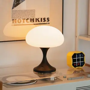 Mushroom Lamp, 5w LED USB Rechargeable Table Lamp, Small Vintage Adjustable Touch Light, 3 Color Temperature, Medieval Bedside Lamp