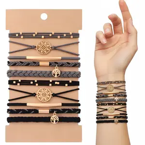 10 PCS Boho Hair Ties for Women,Bracelets Hair Ties for Thick or Thin Hair,5 Styles Boho Ties for Ponytail Holders, 2.4’’ Hair Ties Elastic No-Damage for Girls thick Thin Long Curly Hair Accessories