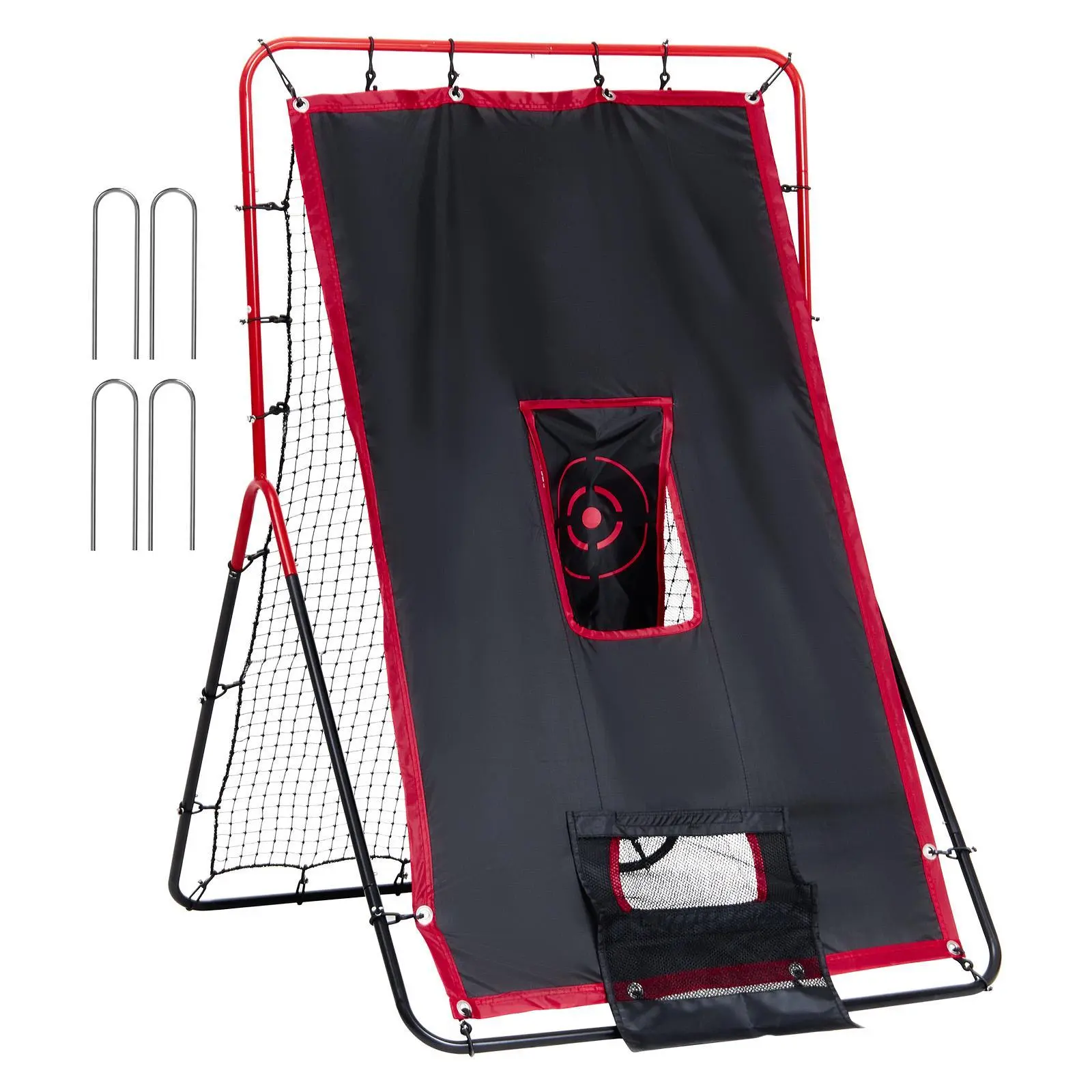 VEVOR Baseball Rebounder Net 3.5 x 4.5 ft, 2-in-1 Switch Hitter Pitch Trainer with 3-Zone 30-Strand High-Density PE Net for Outdoors Fielding & Throwing, Portable, Steel Frame, 3 Zones, 3.3Kg, Baseball Batting Trainer, Combination-Type Net Design