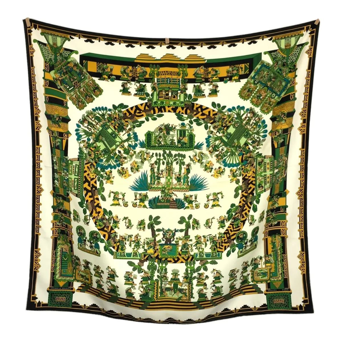 Pre-owned HERMÈS Silk Small Leather Goods Hermes Astres et Soleils Scarf 90