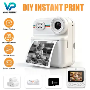 2026 New Kids Instant Digital Print Camera, Dual Lens Selfie with Rainbow Light, Zero Ink, Anti-Phone Addiction, 32GB Card & 3 Rolls Photo Paper, Portable Mini Compact Toy Camera for Boys Girls | TikTok Shop