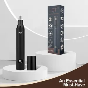 LQT Electric Nose Hair Trimmer, Painless Nasal Hair Remover with LCD Display, Rechargeable Ear & Beard Trimmer for Men Women, Anti-Pinch Safety Blades