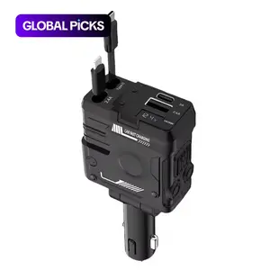 4-in-1 100W Fast Charging Car Charger, Super Fast Charging, Dual Retractable Charging Cable, Car Electronics Compatible with iPhone & Android, Smartphone Car Charger, Car Gadgets #GLOBAL PICKS