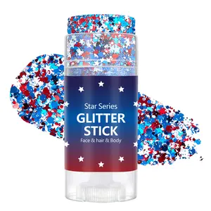 4th of July Glitter Stick | Red, White & Blue Body & Hair Sparkle for Independence Day Party, Festival & Fun Holiday Look