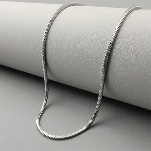 In Stock Square Snake Chain Necklace Minimalist Luxury Titanium Steel Necklace Versatile Sweater Chain For Men And Women