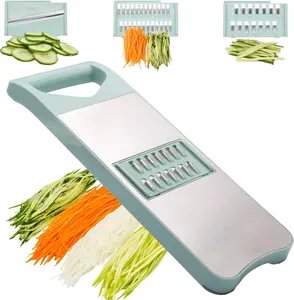 Mandoline Slicer 3-Blade – Stainless Steel Vegetable Cutter & Grater, Carrot Shredder (Seafoam Green, 3-in-1) NACOLUS