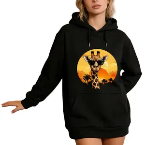 Women’s Casual Cute Giraffe Graphic Long Sleeve Tee and Hoodie for Spring and Summer