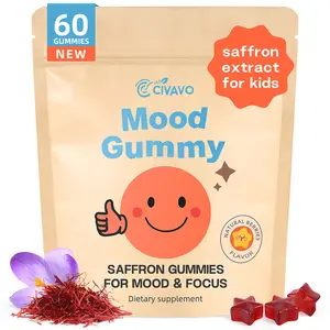 Saffron Gummies for Kids, with Passion Flower, Saffron Extract & GABA, Calm Mood Support Supplement for Focus & Relaxation, Mood Gummies Natural Berry Flavor, 60 Count for Children Ages 4-14