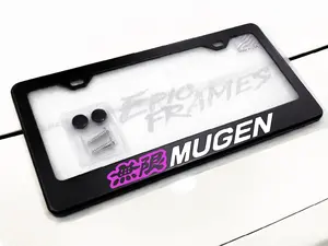 Purple / White MUGEN POWER RACING License Plate Frame Fits Honda / Acura