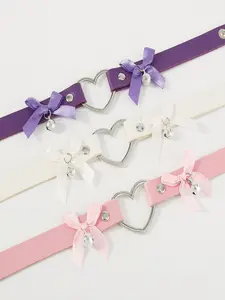 Punk Gothic Heart Bell Multi-Color Choker Necklace, Heart Design Necklace, Heart Shaped Necklace, Sexy Party Wear for Women, Christmas Halloween Holiday Gift Idea