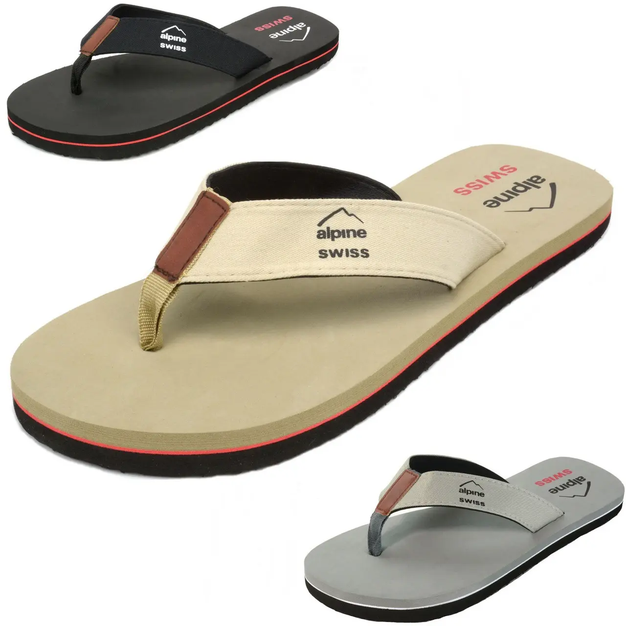 Alpine Swiss Mens Flip Flops Beach Sandals Lightweight EVA Sole Comfort Thongs Soft Footwear