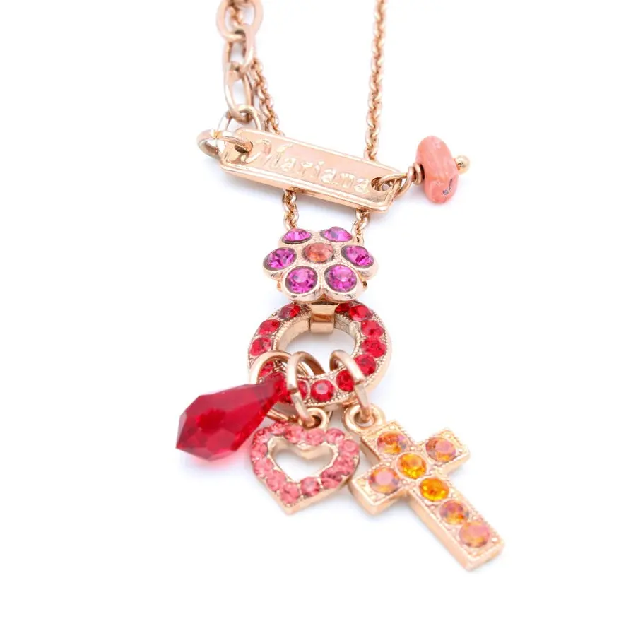 Hibiscus Collection Petite Cross Pendant in Rose Gold
