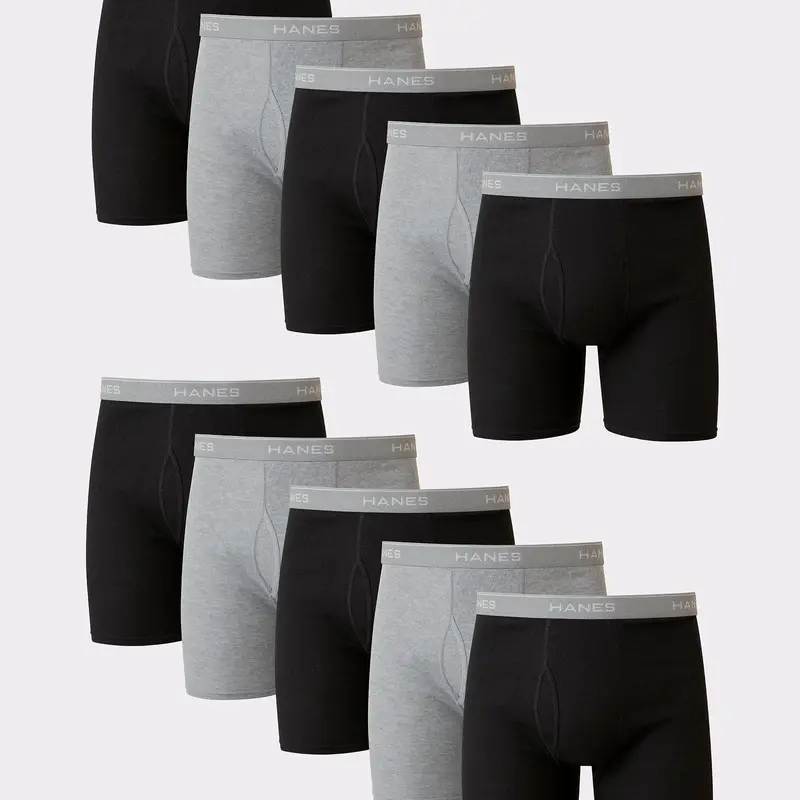 Hanes Men's Cotton Boxer Brief Underwear Super Value Pack 10-pack Multi Comfortable Fit Soft Stretch Fabric Breathable 2349k0