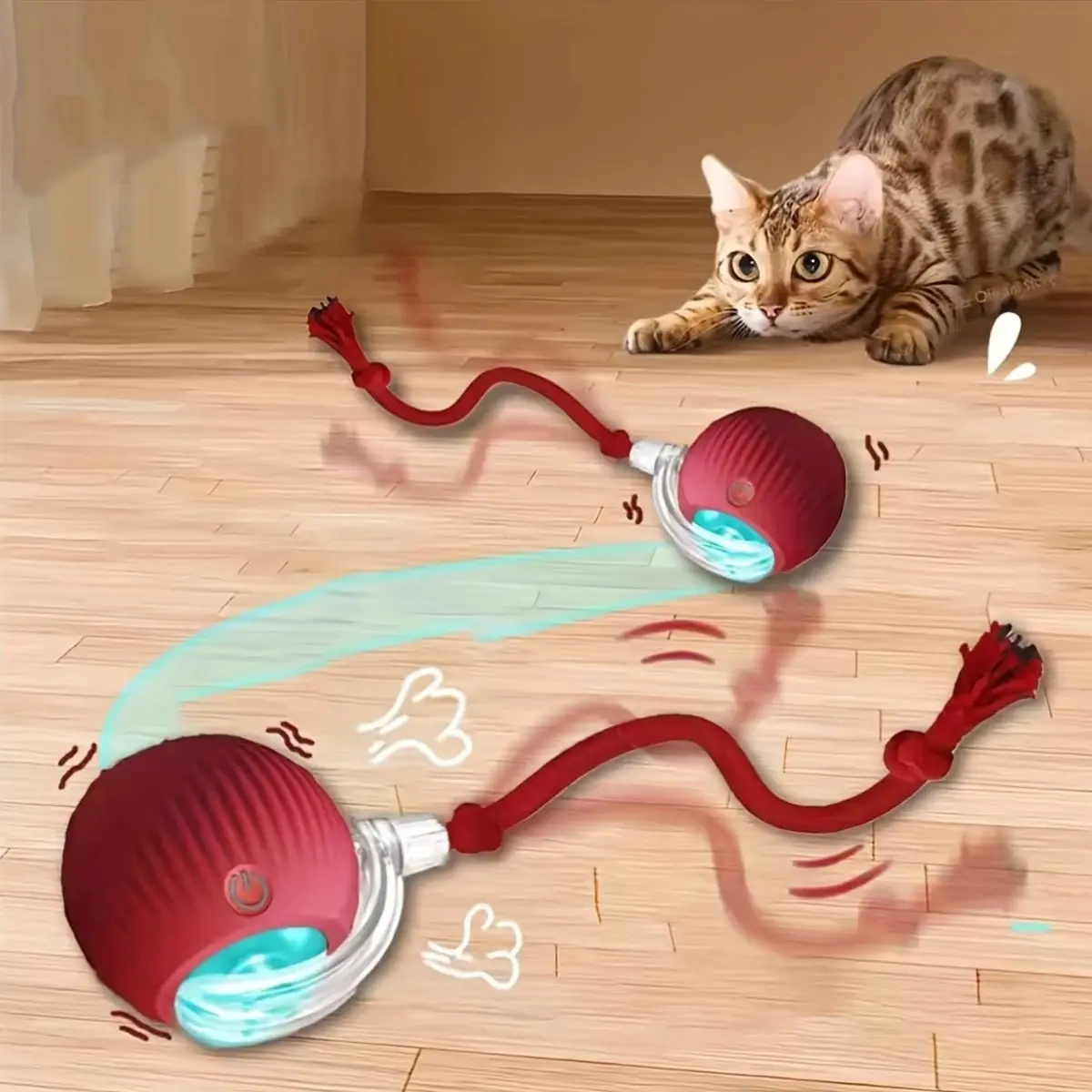 [Interactive Cat Toy] Interactive USB Rechargeable Whisker Wonders Cat Toy Ball - Durable Plastic Material, Striped Pattern - Pet Entertainment Accessory