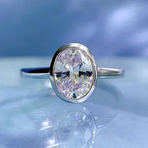 S925 Sterling Silver Ice Flower Cut Oval Ring 6*8 8A Cubic Zirconia Ring fashion jewelry accessory woman girl promise ring-157