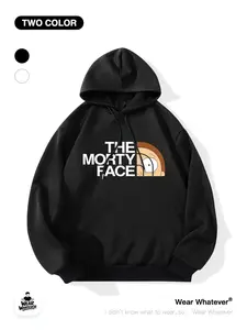 Rick and Morty Face Print Loose Fit Hoodie, Casual Breathable Sweatshirt, Perfect for Outdoor and Home Wear, Comfortable Home Clothing